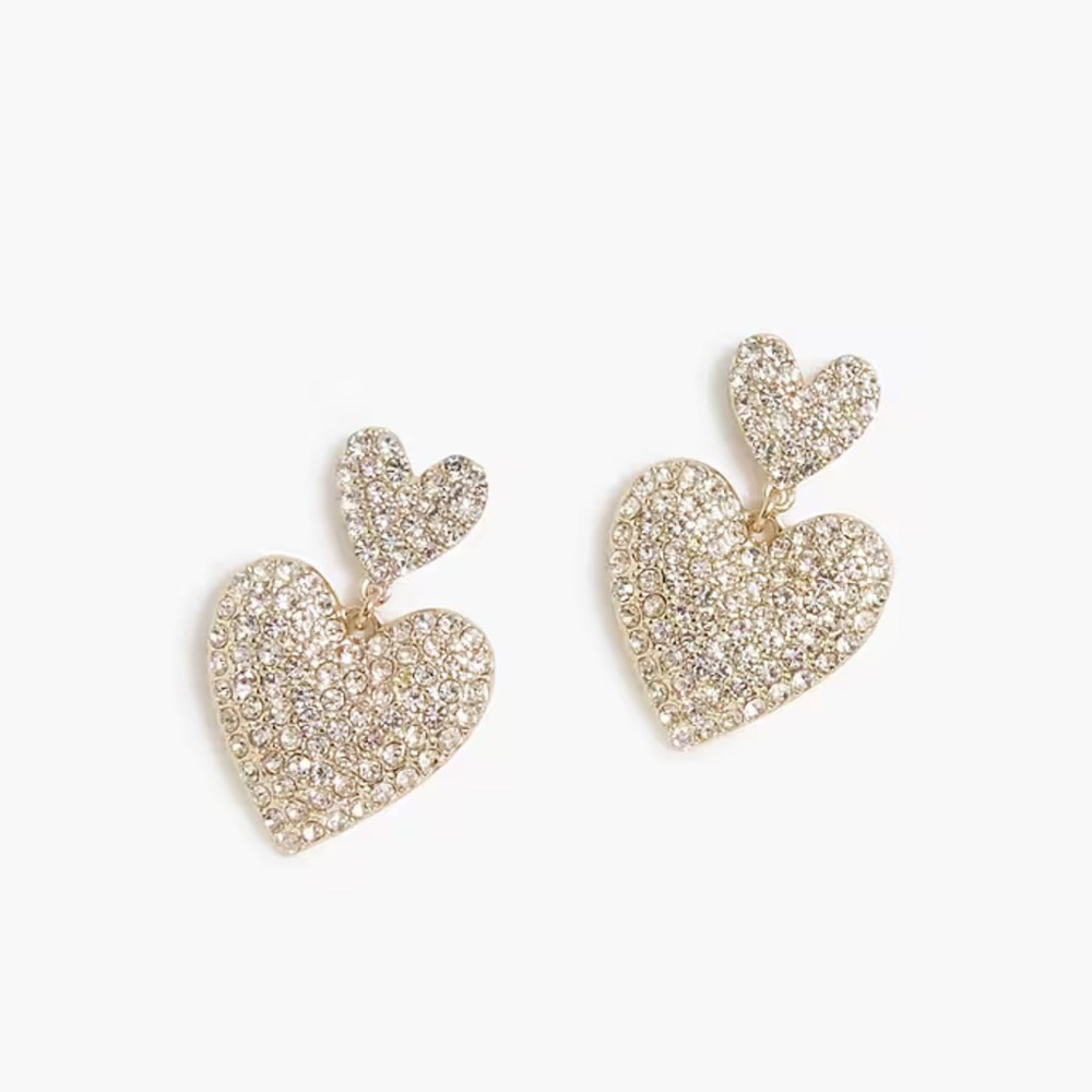 JCREW Pavé heart statement earrings NWT Pink - Picture 1 of 1